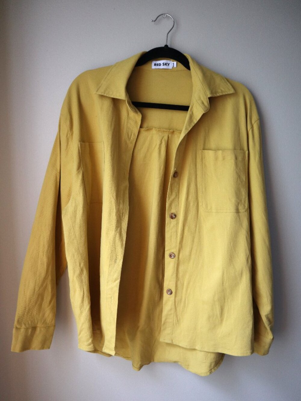 Red Sky Button Down Shirt in Yellow (Unisex, Baggy, Oversize, Boxy)